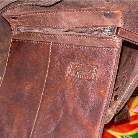 Vilenca Holland Leather Tote Shopper Bag Woven Detail Cognac  NWT 12”X11”X4” - Picture 5 of 8